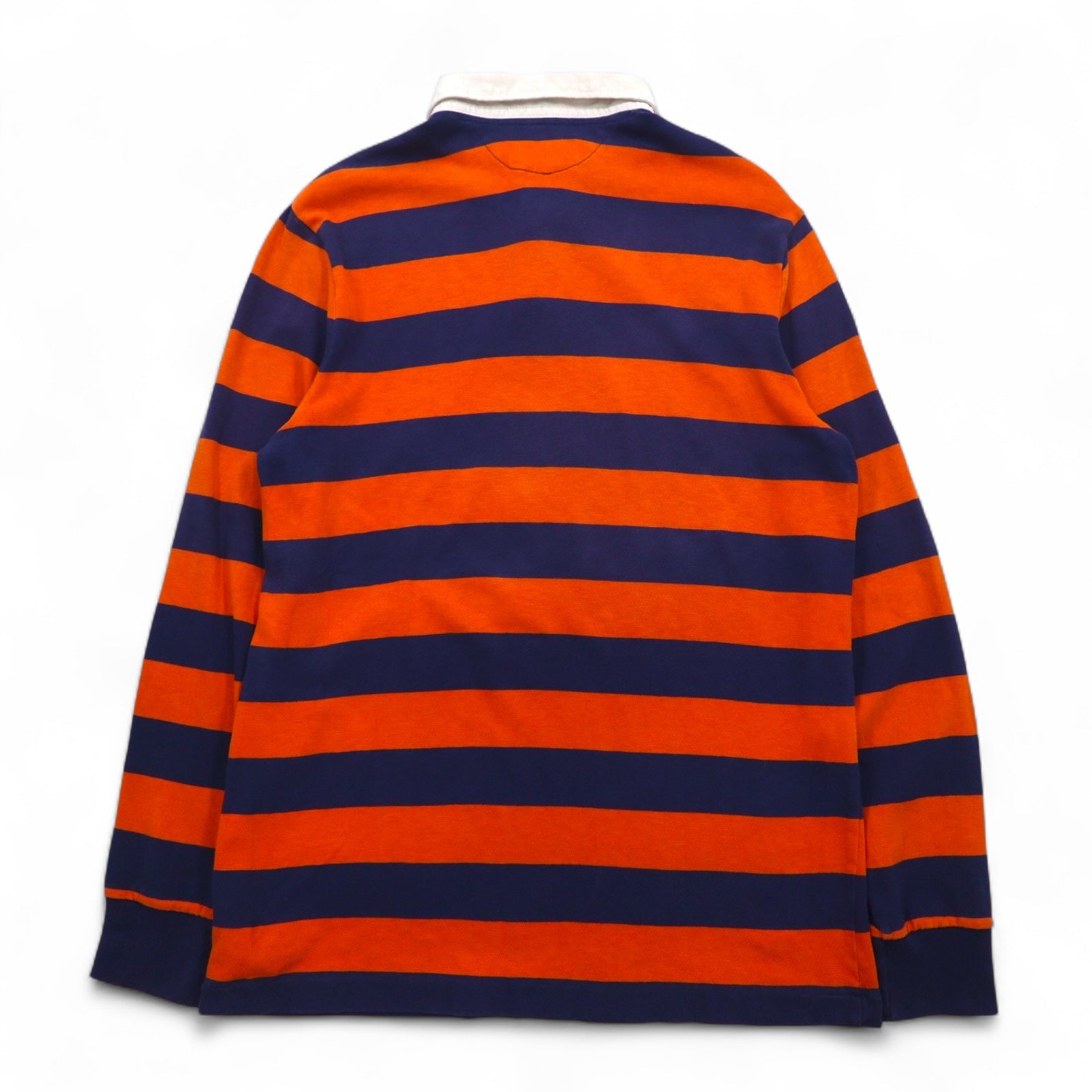 Polo by Ralph Lauren 90年代 ボーダー ラガーシャツ L オレンジ ネイビー CUSTOM FIT スモールポニー刺繍