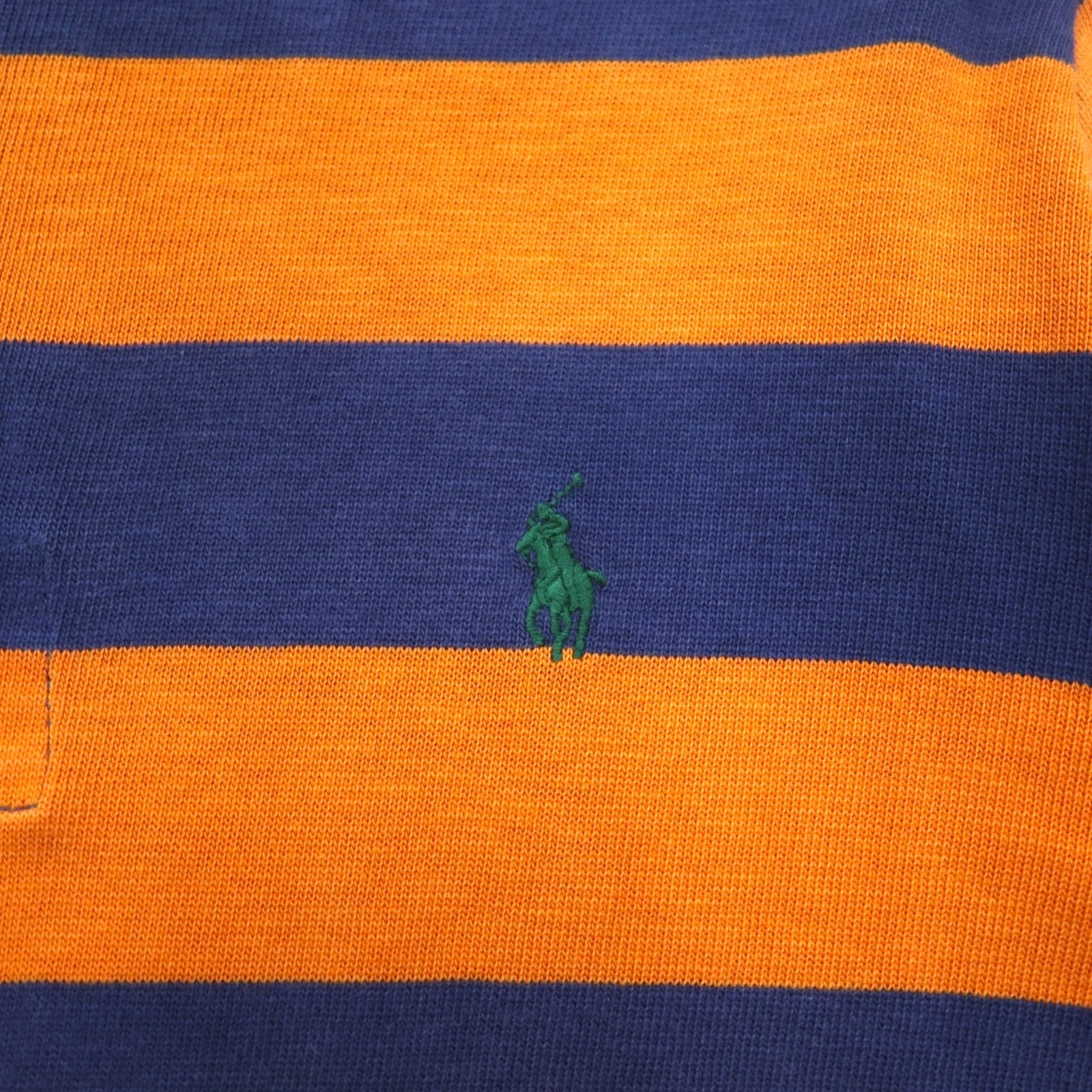 Polo by Ralph Lauren 90年代 ボーダー ラガーシャツ L オレンジ ネイビー CUSTOM FIT スモールポニー刺繍