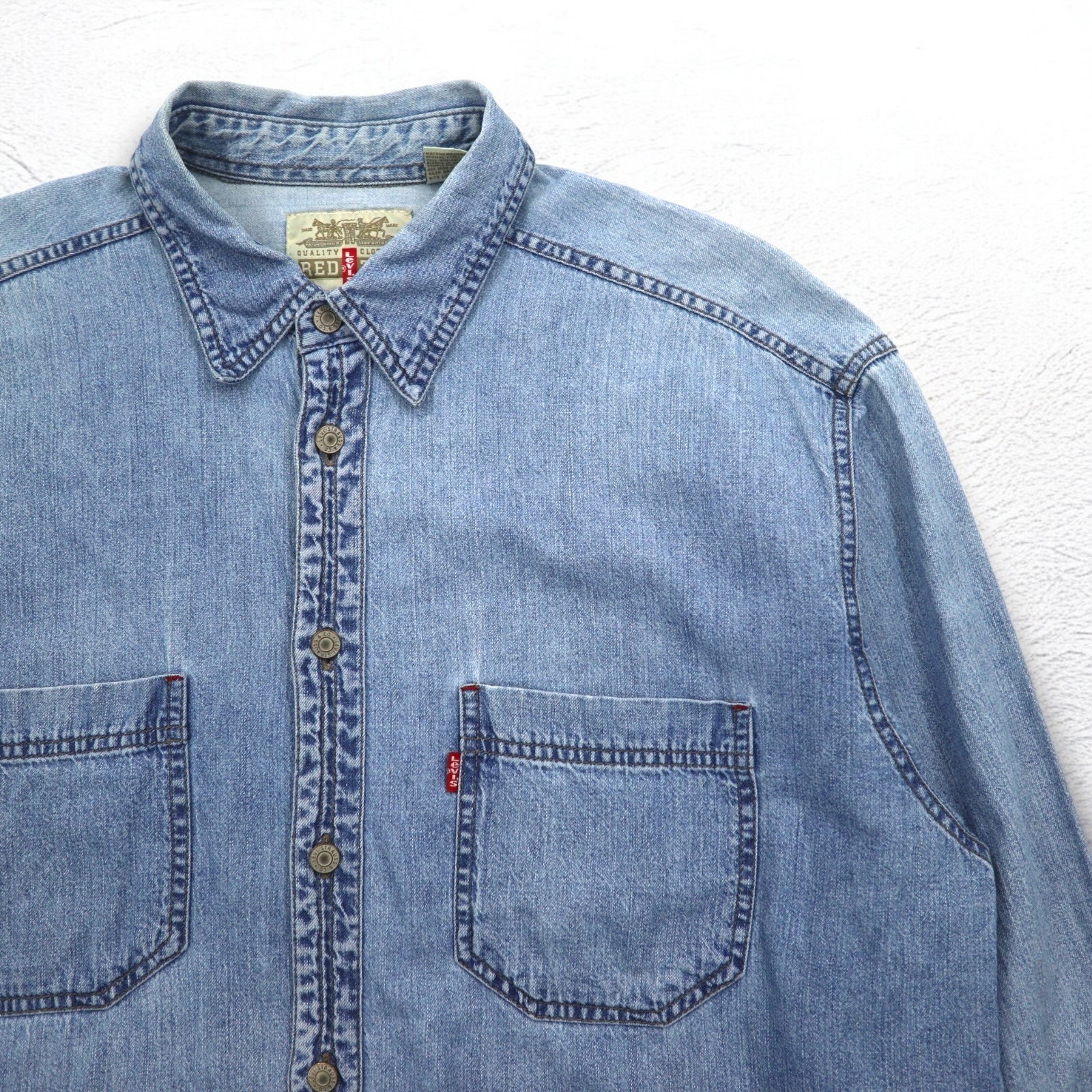 Levi's RED TAB 90年代 デニムシャツ L インディゴ ブルー メタルボタン ビッグサイズ
