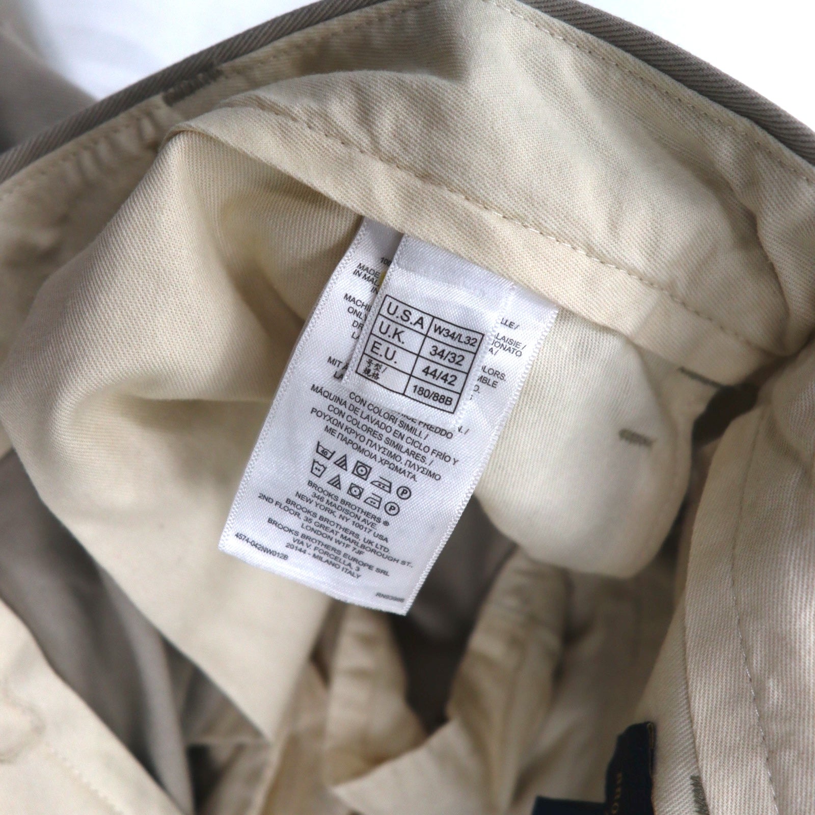 Brooks Brothers Pantaloni Chino L Beige Cotone ADVANTAGE CHINO CLARK