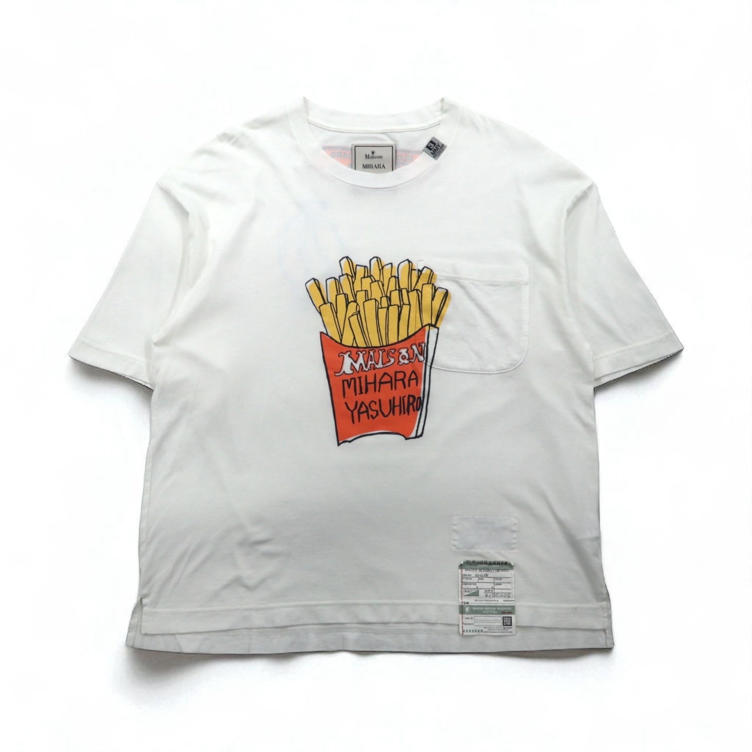 MAISON MIHARA YASUHIRO T-shirt con taschino e stampa Foods - Stampa patatine L Bianco GONGON Prodotto in Giappone