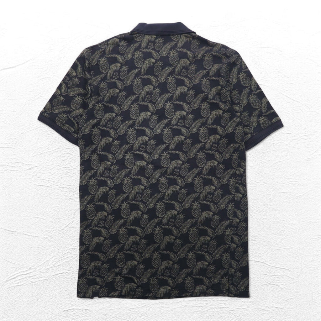 Polo vintage anni '90 BIG DOGS Anni '90 Polo XL nera fantasia ananas botanica taglia grande