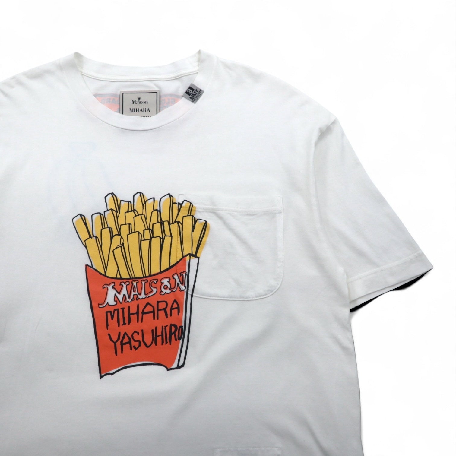MAISON MIHARA YASUHIRO T-shirt con taschino e stampa Foods - Stampa patatine L Bianco GONGON Prodotto in Giappone