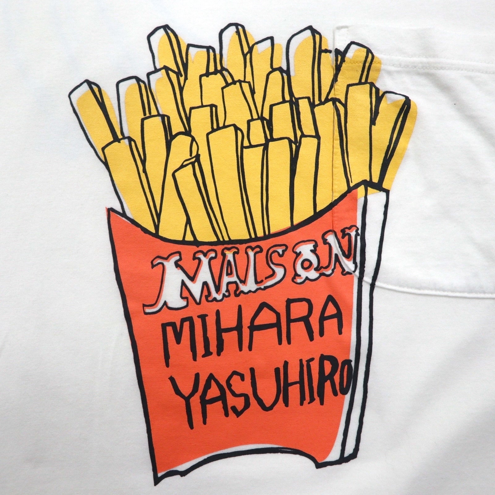 MAISON MIHARA YASUHIRO T-shirt con taschino e stampa Foods - Stampa patatine L Bianco GONGON Prodotto in Giappone
