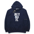NIKE felpa con cappuccio pullover M blu navy JUST DO IT HOODIE 928717-451 Prodotto in Pakistan Articolo nuovo