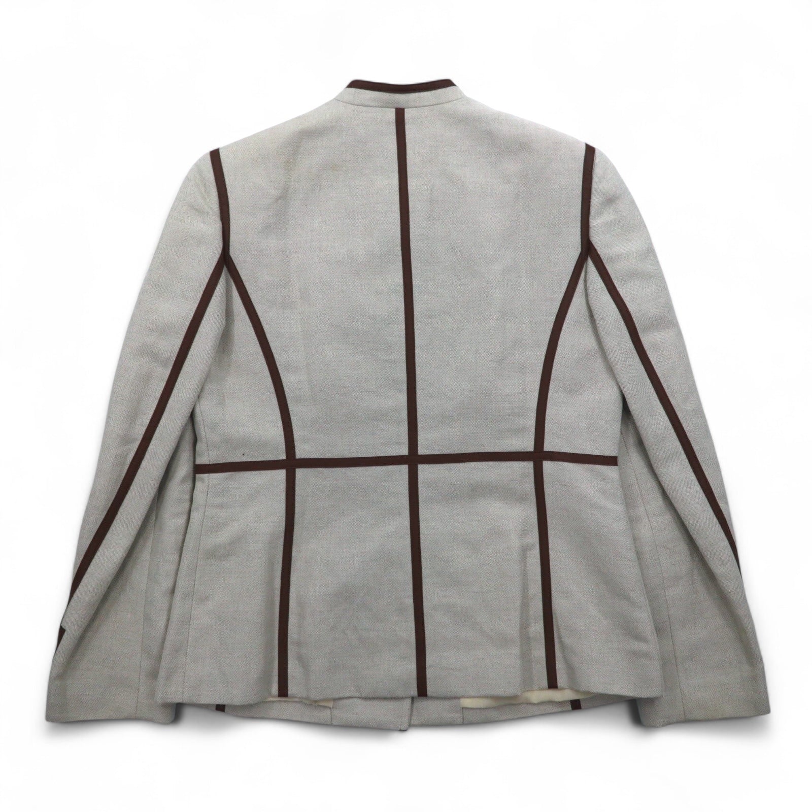 Brooks Brothers Giacca tirolese collo alla coreana giacca con profili a contrasto M beige lino misto mai usata