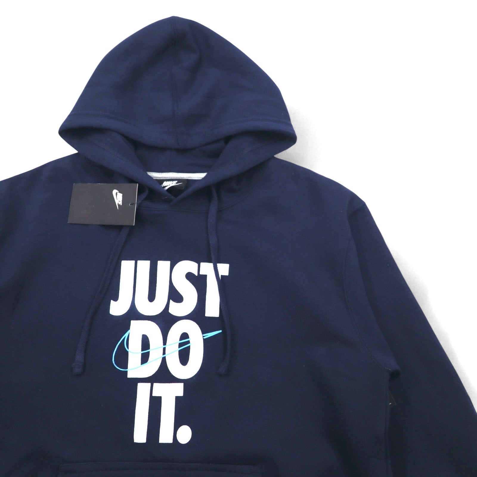 NIKE felpa con cappuccio pullover M blu navy JUST DO IT HOODIE 928717-451 Prodotto in Pakistan Articolo nuovo