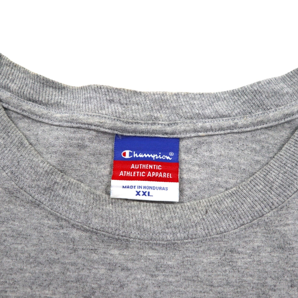 Champion anni 2000 T-shirt stampa college 2XL grigio SEU logo ad arco taglia oversize made in Honduras
