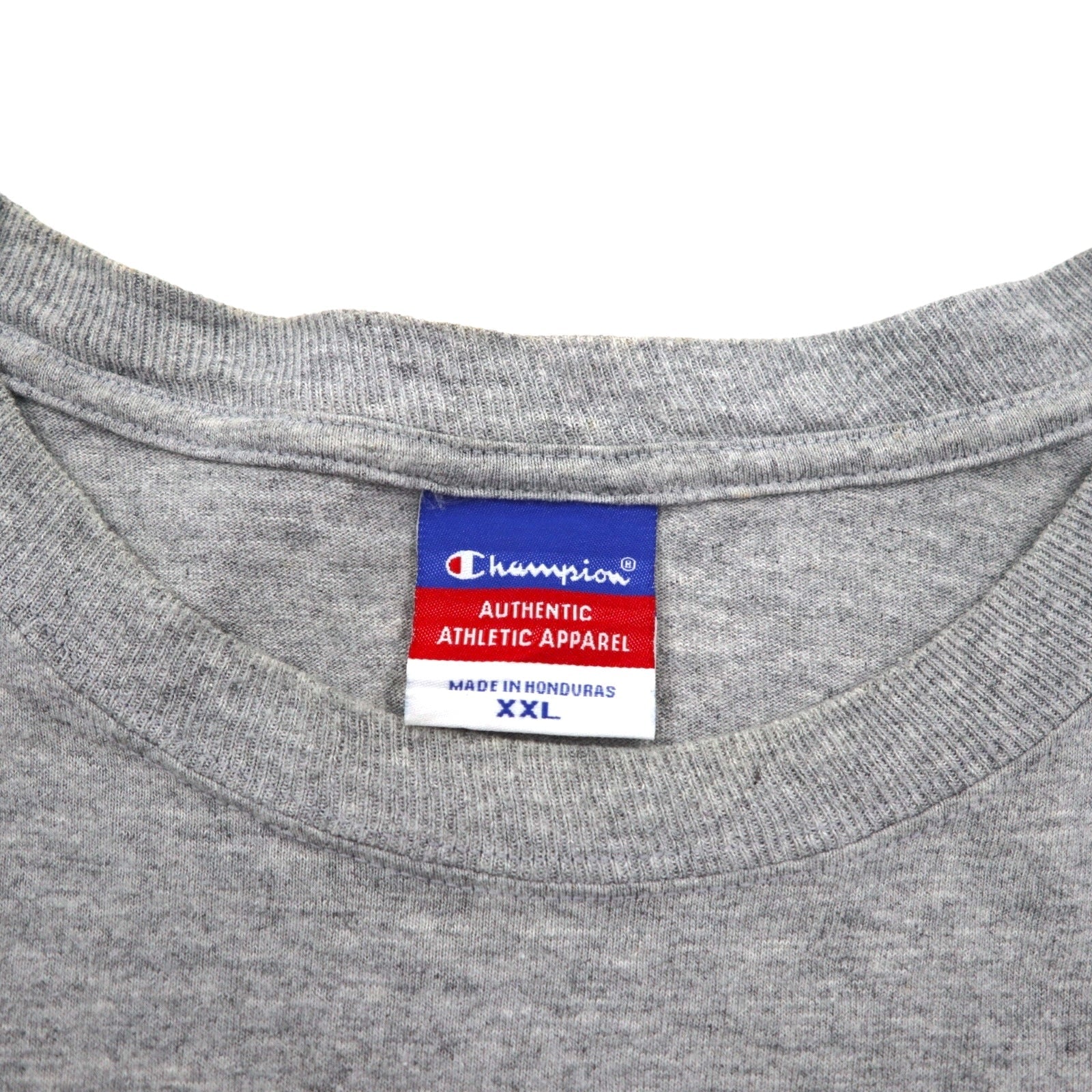 Champion anni 2000 T-shirt stampa college 2XL grigio SEU logo ad arco taglia oversize made in Honduras