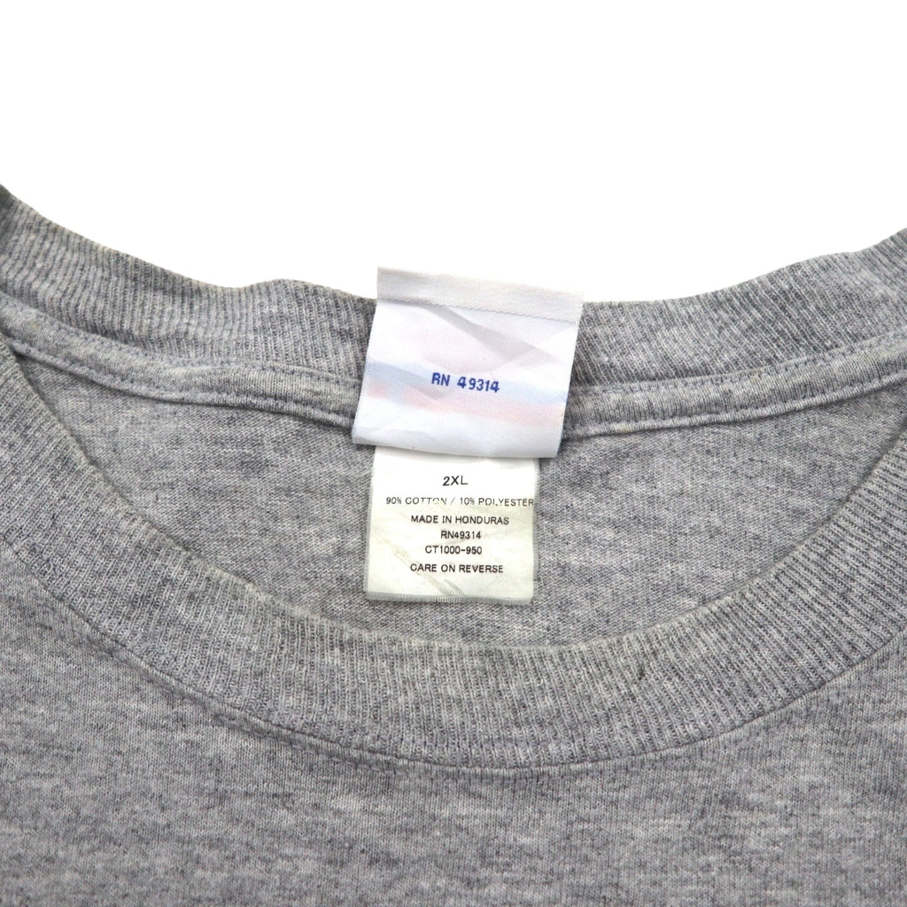 Champion anni 2000 T-shirt stampa college 2XL grigio SEU logo ad arco taglia oversize made in Honduras