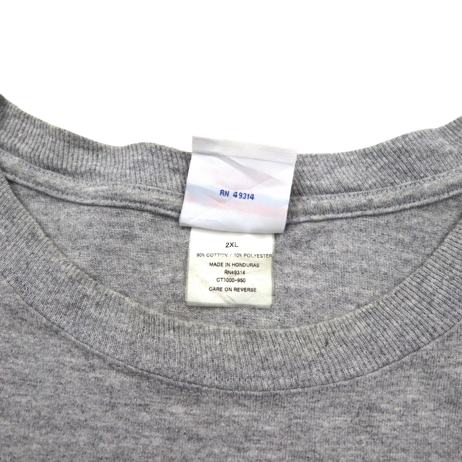 Champion anni 2000 T-shirt stampa college 2XL grigio SEU logo ad arco taglia oversize made in Honduras