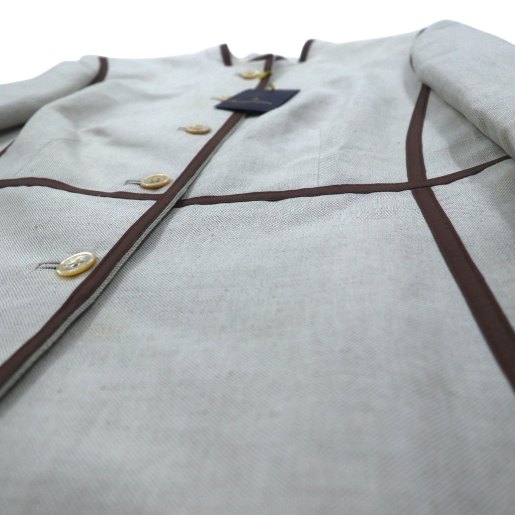 Brooks Brothers Giacca tirolese collo alla coreana giacca con profili a contrasto M beige lino misto mai usata