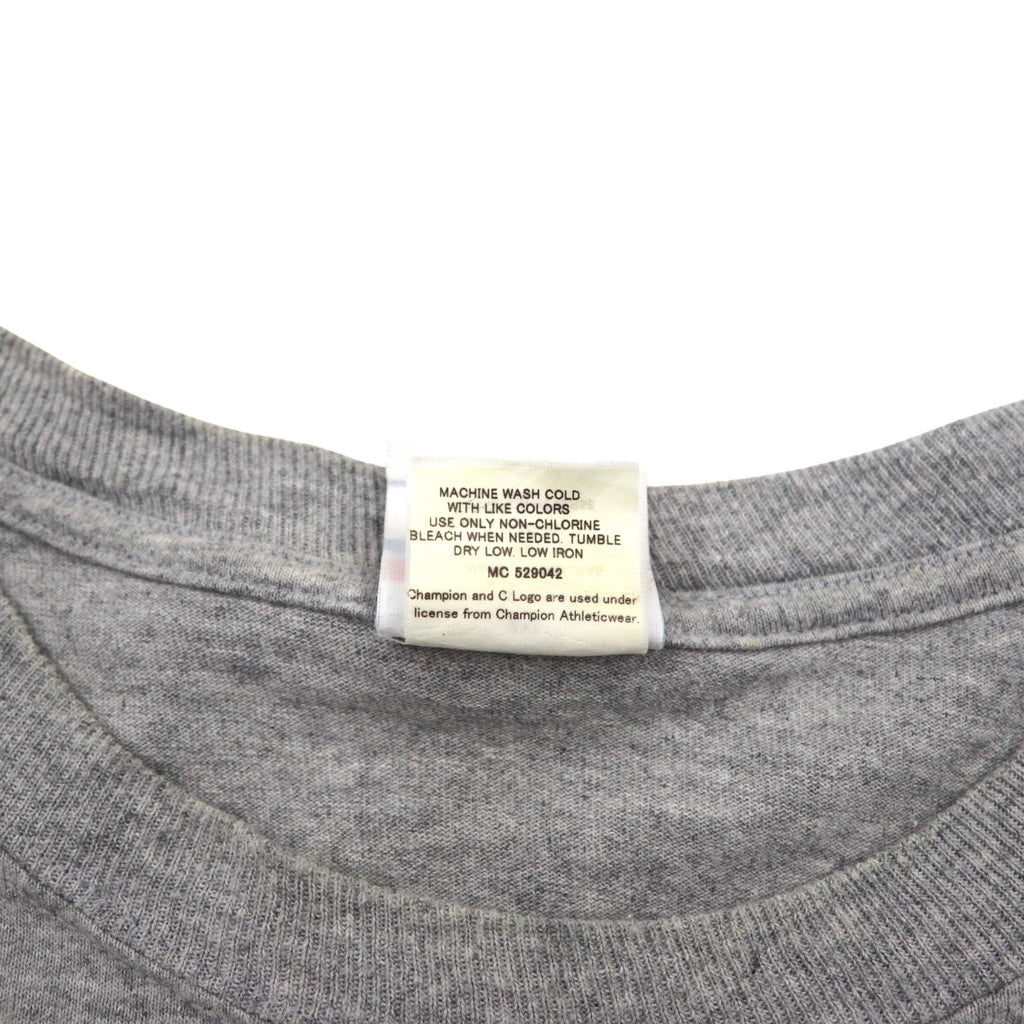 Champion anni 2000 T-shirt stampa college 2XL grigio SEU logo ad arco taglia oversize made in Honduras