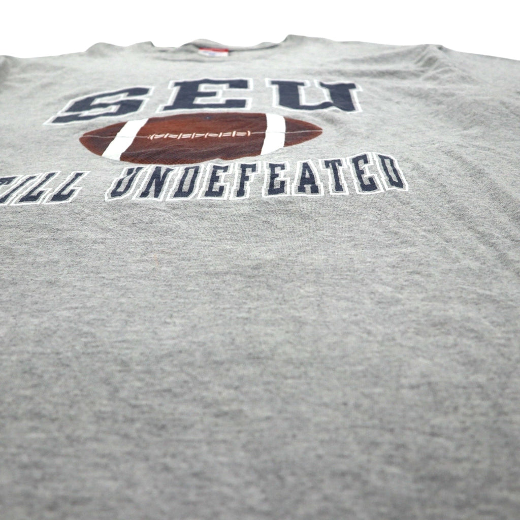 Champion anni 2000 T-shirt stampa college 2XL grigio SEU logo ad arco taglia oversize made in Honduras