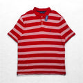 Polo Nautica a righe taglia grande 3XL rossa in cotone piqué con ricamo logo a punto singolo, mai usata