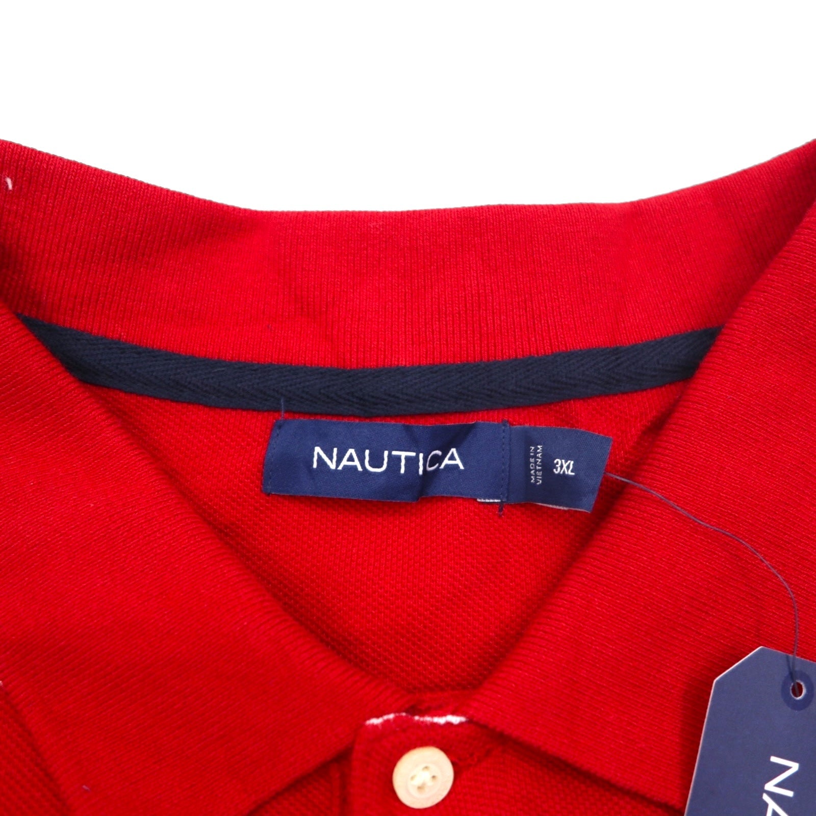 Polo Nautica a righe taglia grande 3XL rossa in cotone piqué con ricamo logo a punto singolo, mai usata