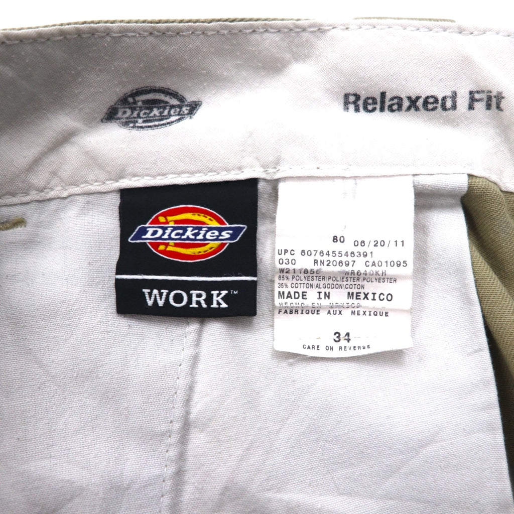 Dickies リラックスフィット RELAXED FIT T/Cツイル ショート ワークパンツ ハーフパンツ L ベージュ WR640 メキシコ製