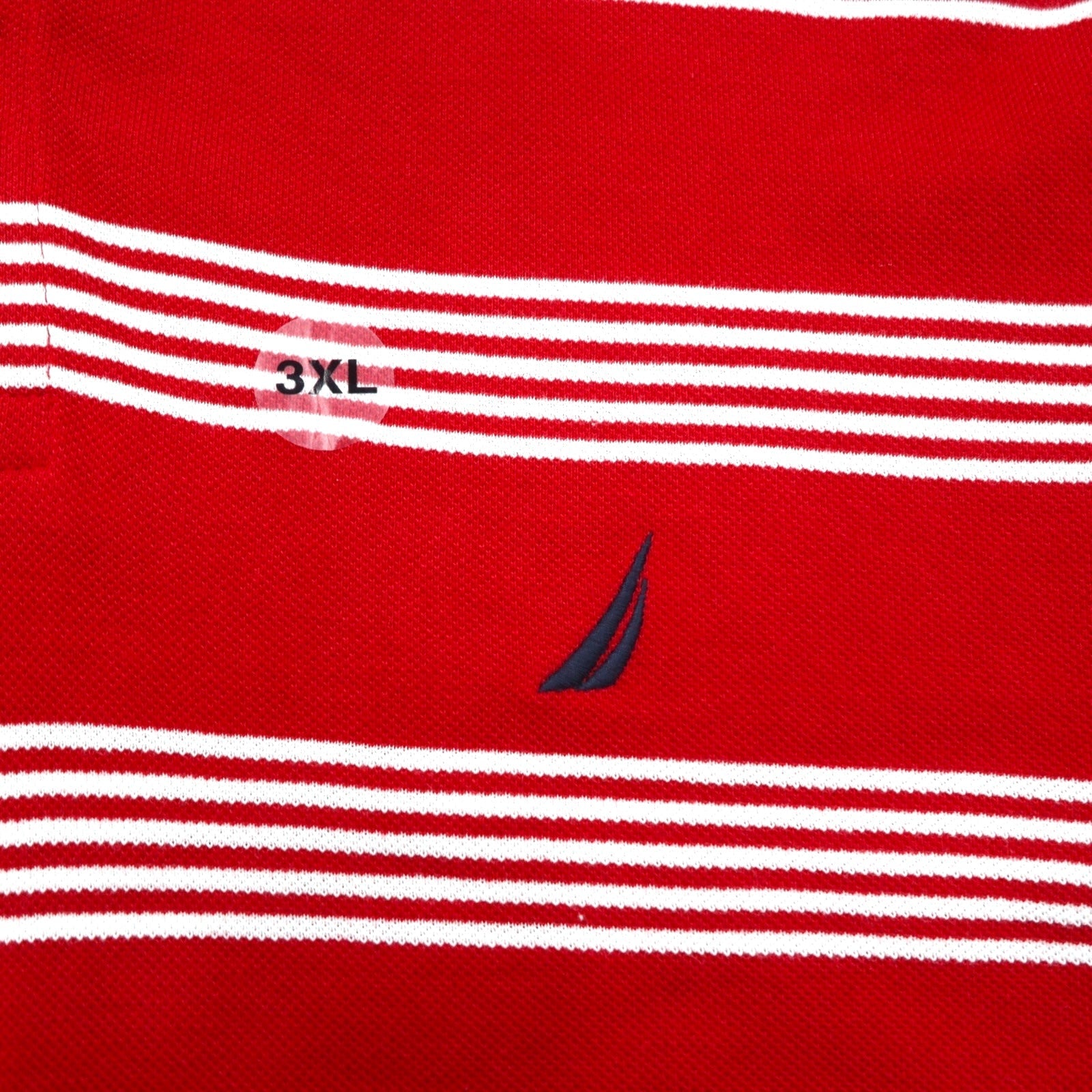 Polo Nautica a righe taglia grande 3XL rossa in cotone piqué con ricamo logo a punto singolo, mai usata