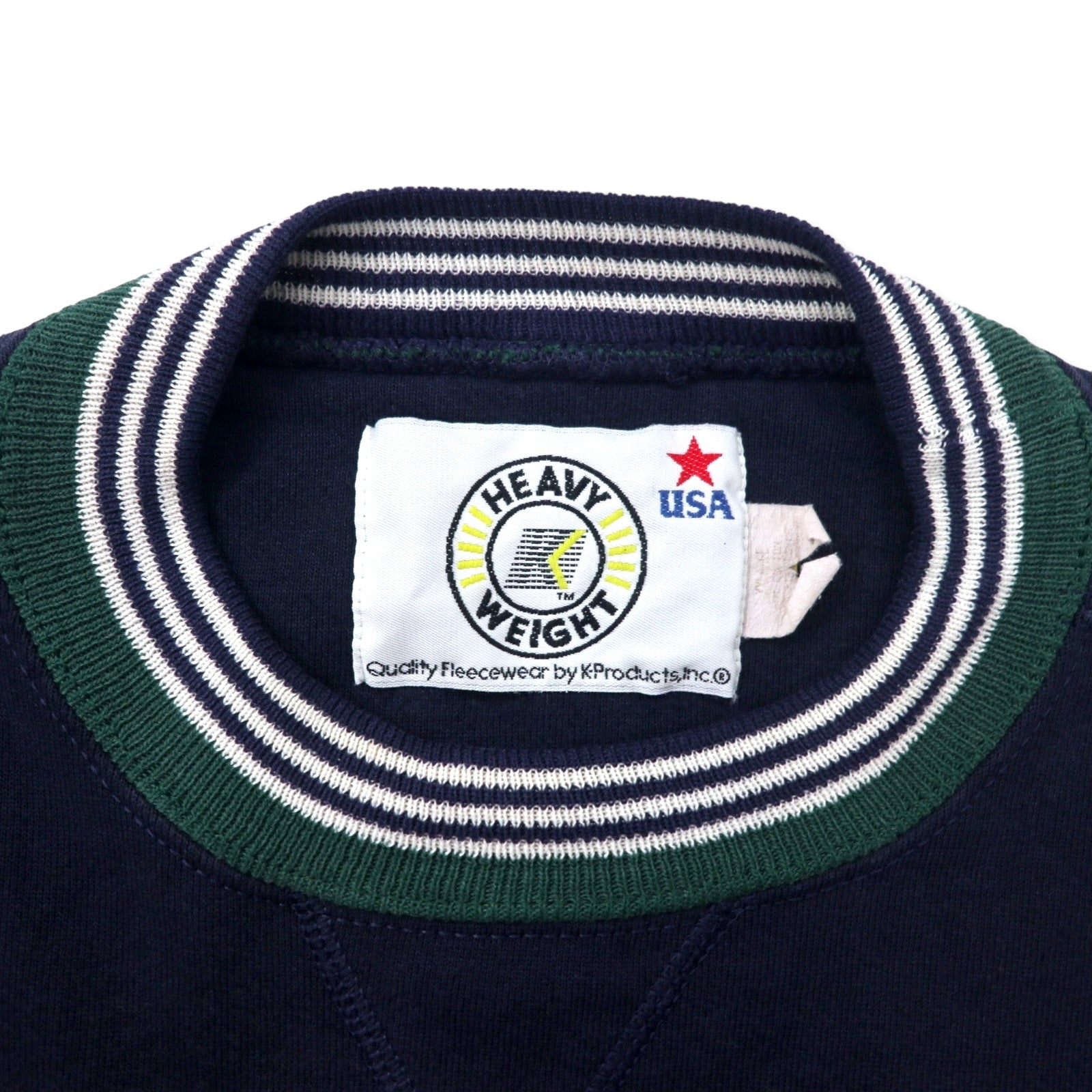 Felpa K-Products USA anni '90 HEAVY WEIGHT con bordo a costine, taglia XL, blu navy, cotone