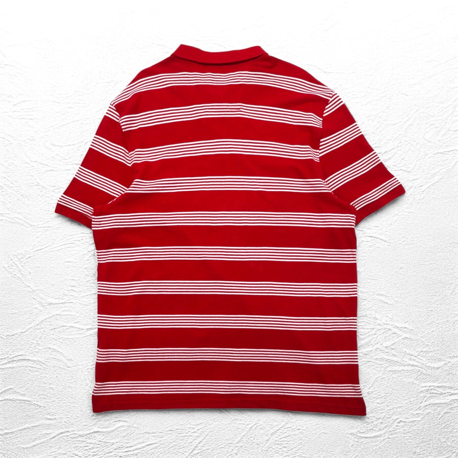 Polo Nautica a righe taglia grande 3XL rossa in cotone piqué con ricamo logo a punto singolo, mai usata