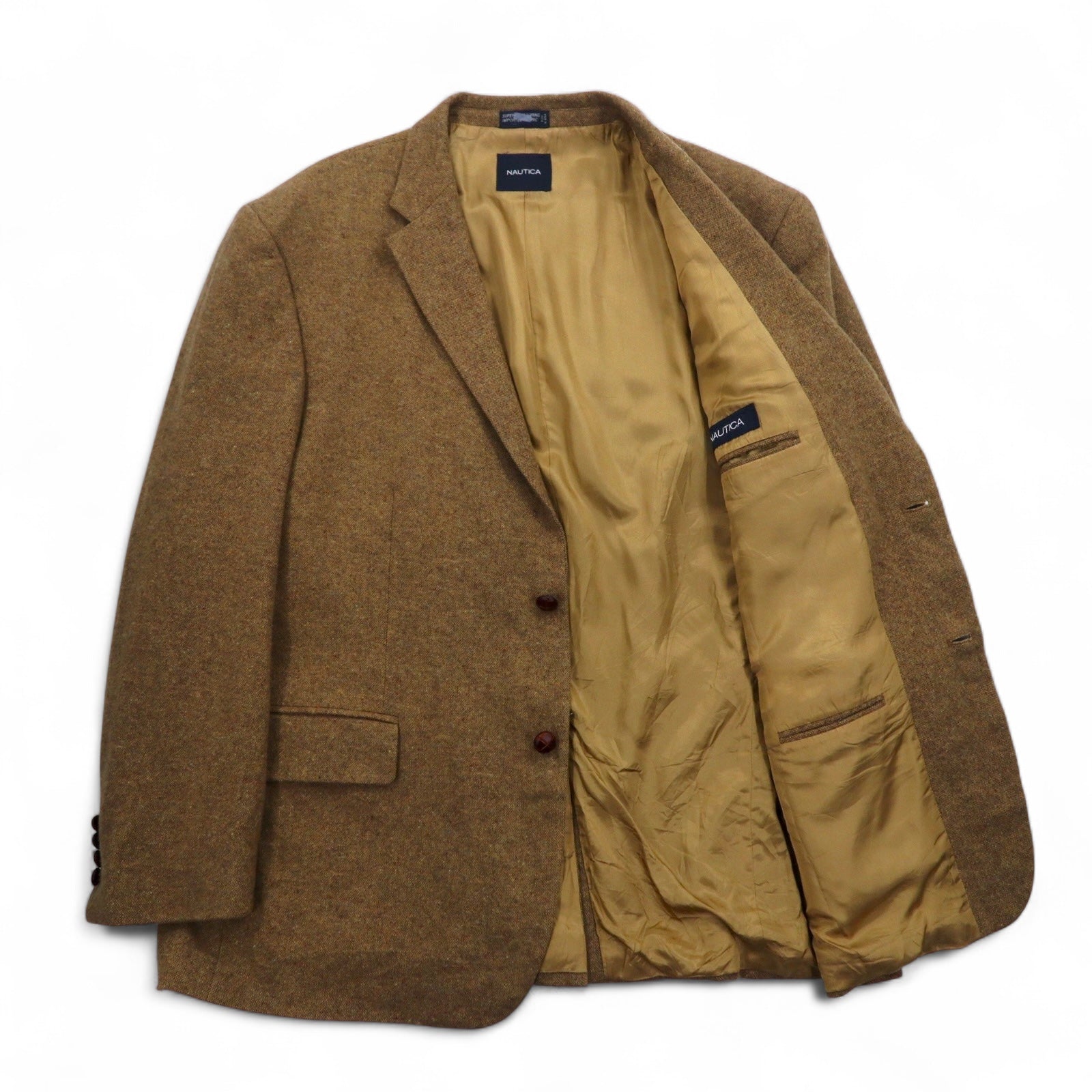 NAUTICA Giacca Blazer Monopetto in Tweed 2 Bottoni Made in India L Beige Lana