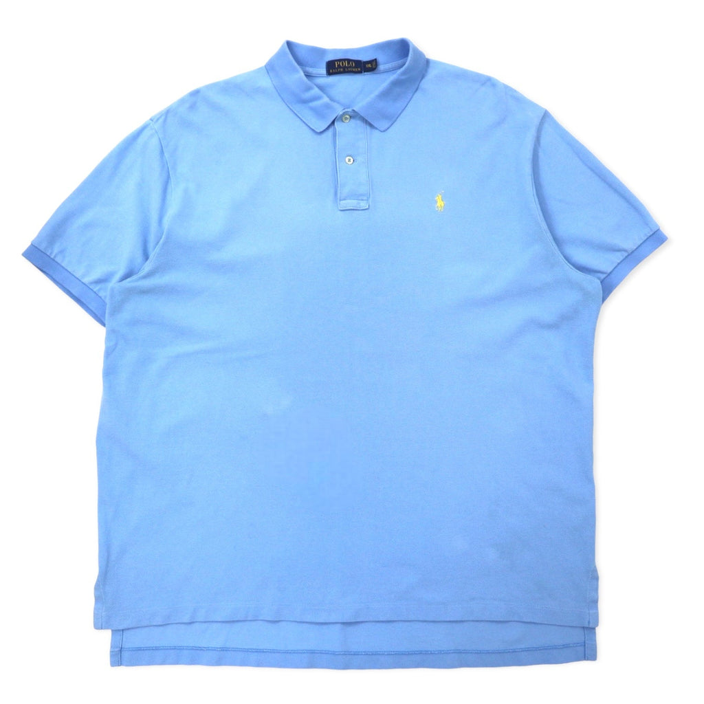 POLO RALPH LAUREN Polo XXL blu in cotone piqué con ricamo piccolo pony, taglia grande, prodotto in Sri Lanka