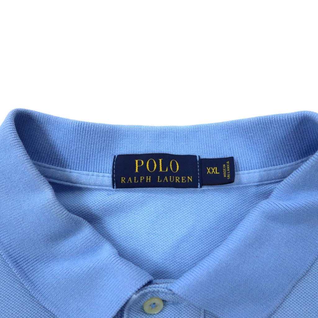POLO RALPH LAUREN Polo XXL blu in cotone piqué con ricamo piccolo pony, taglia grande, prodotto in Sri Lanka