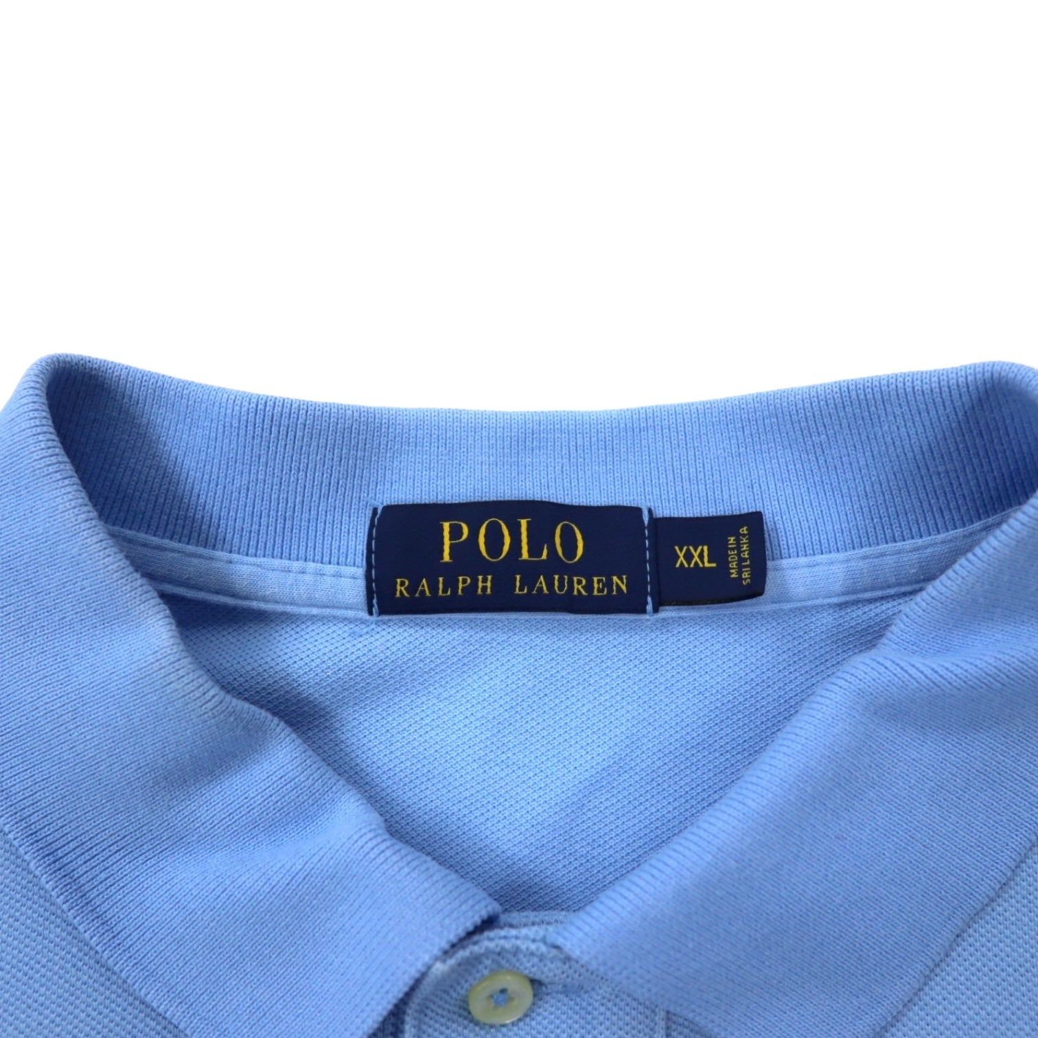 POLO RALPH LAUREN Polo XXL blu in cotone piqué con ricamo piccolo pony, taglia grande, prodotto in Sri Lanka