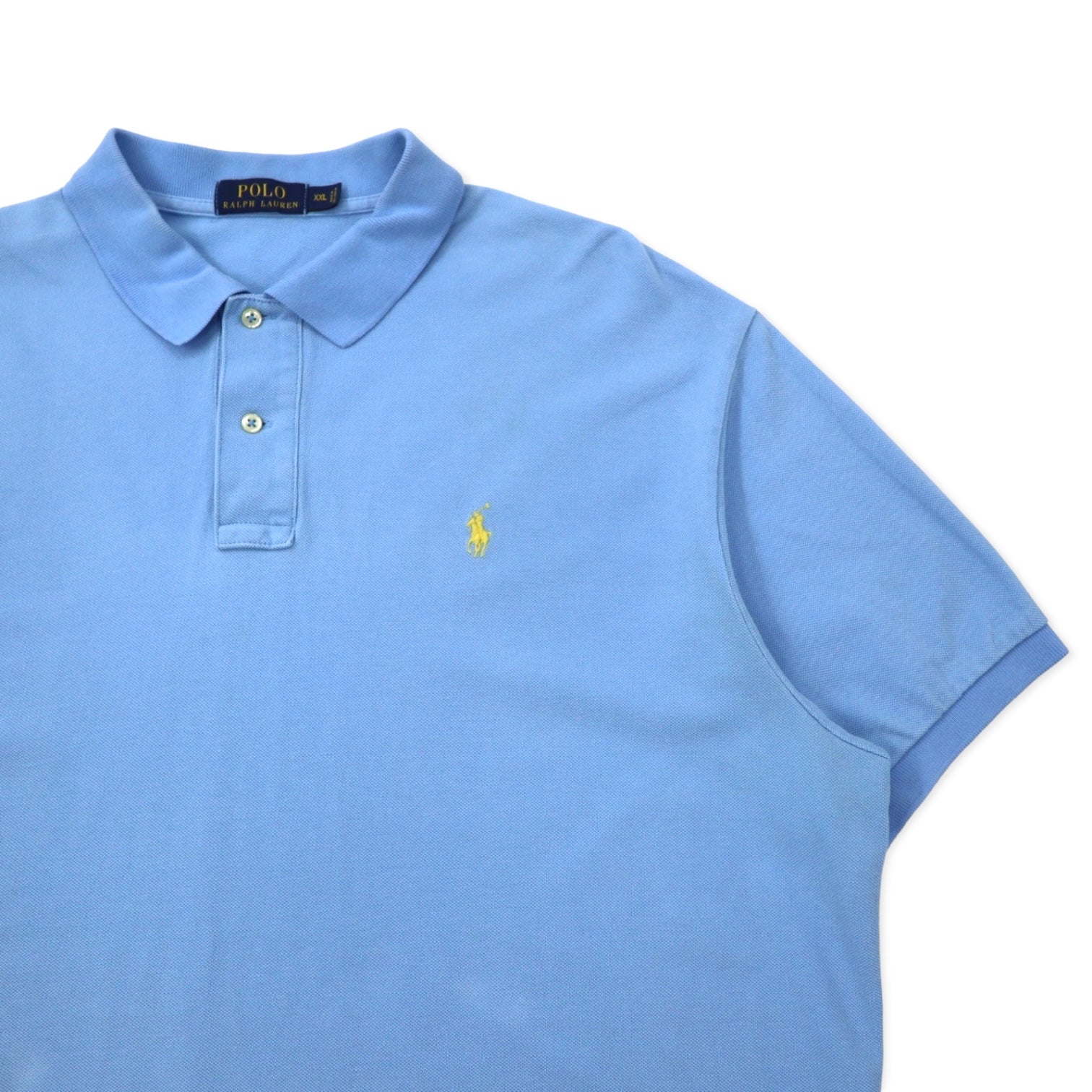 POLO RALPH LAUREN Polo XXL blu in cotone piqué con ricamo piccolo pony, taglia grande, prodotto in Sri Lanka