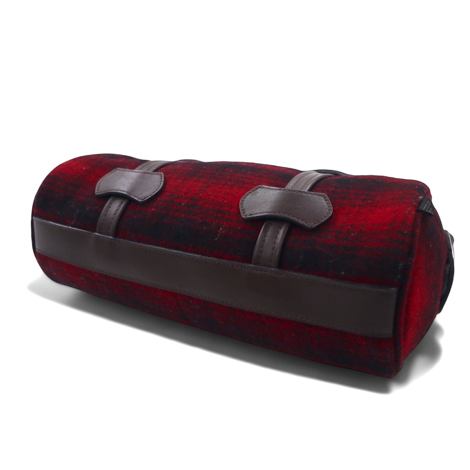 PORTER GIRL × WOOLRICH Borsa a mano mini Boston CABIN in lana e pelle rossa a quadri MADE IN JAPAN