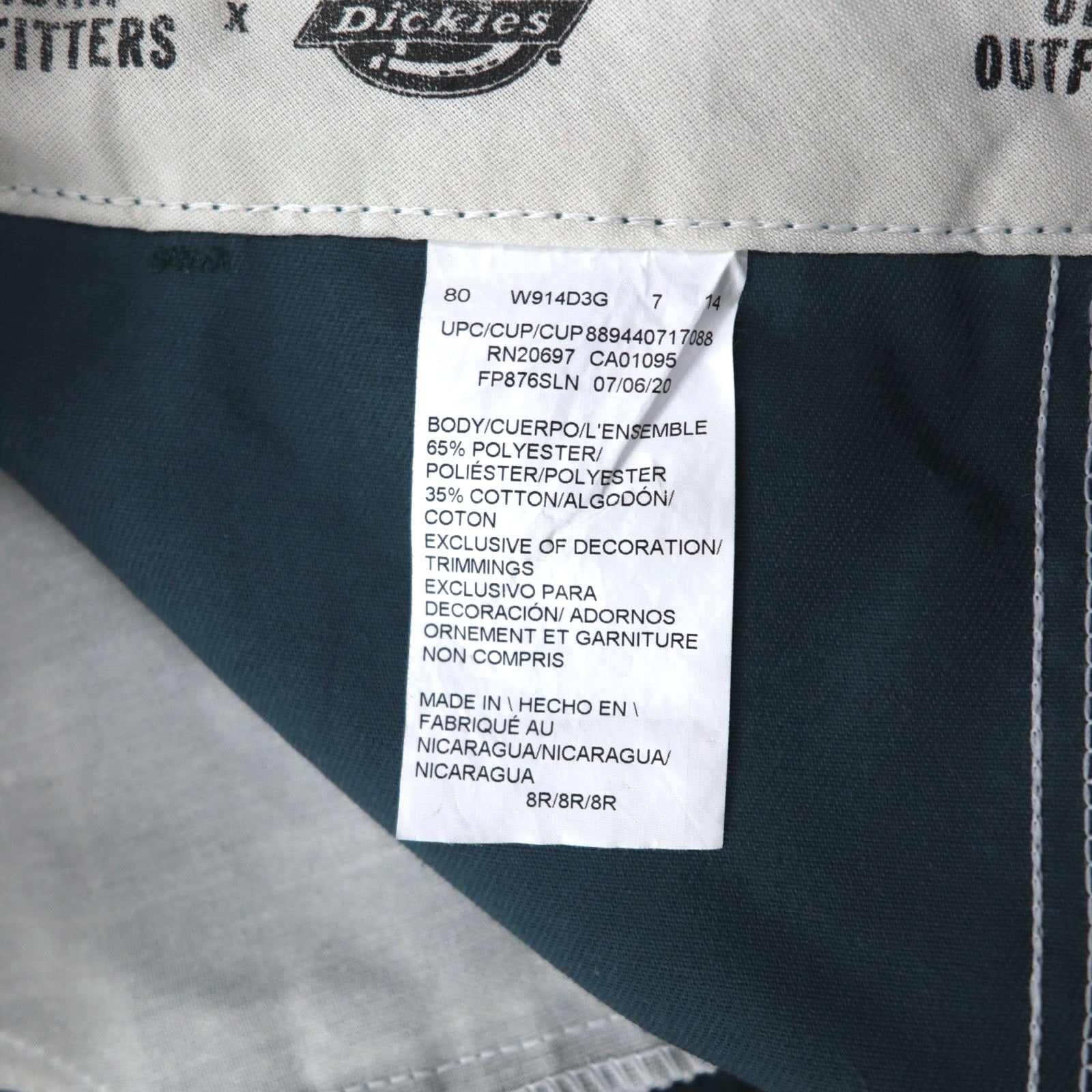 Dickies Chino largo Work Pants M Verde Edizione limitata URBAN OUTFITTERS FP876SLN Made in Nicaragua