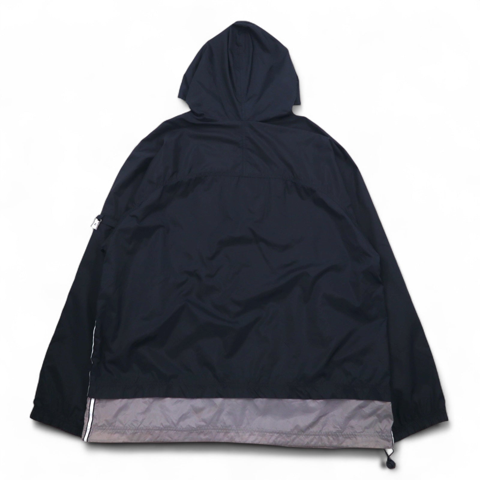 STARTER Anorak a strati con cappuccio, cerniera a metà, giacca in nylon, taglia L, nero, logo ricamato a punto singolo