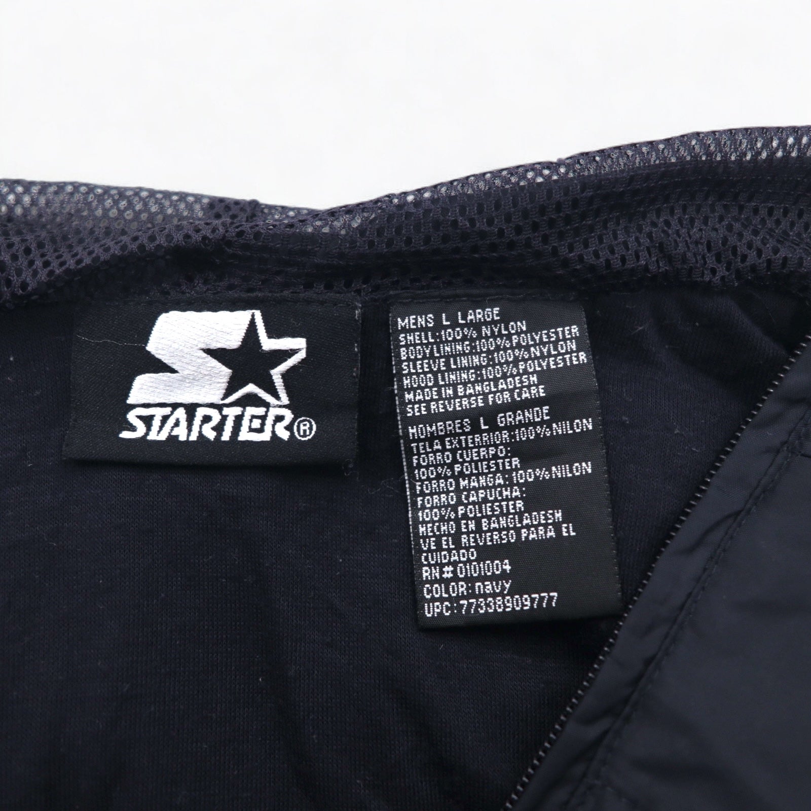 STARTER Anorak a strati con cappuccio, cerniera a metà, giacca in nylon, taglia L, nero, logo ricamato a punto singolo