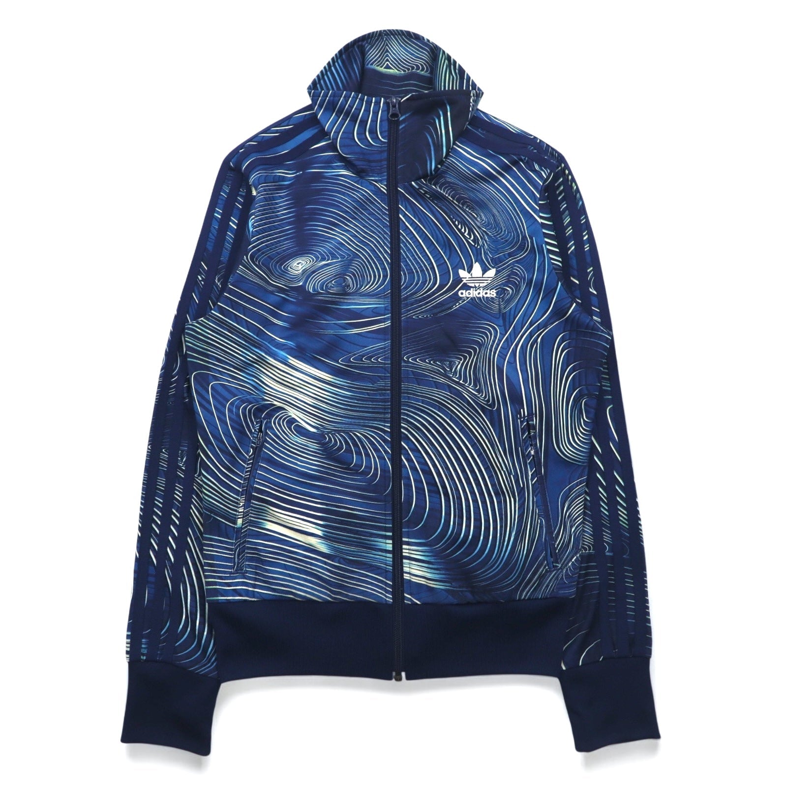 adidas originals Firebird Collo alto Track Jacket Tuta M Navy Stampa all-over Logo Trifoglio 3 strisce Blue Geology Fire Bird Track Top BQ1001