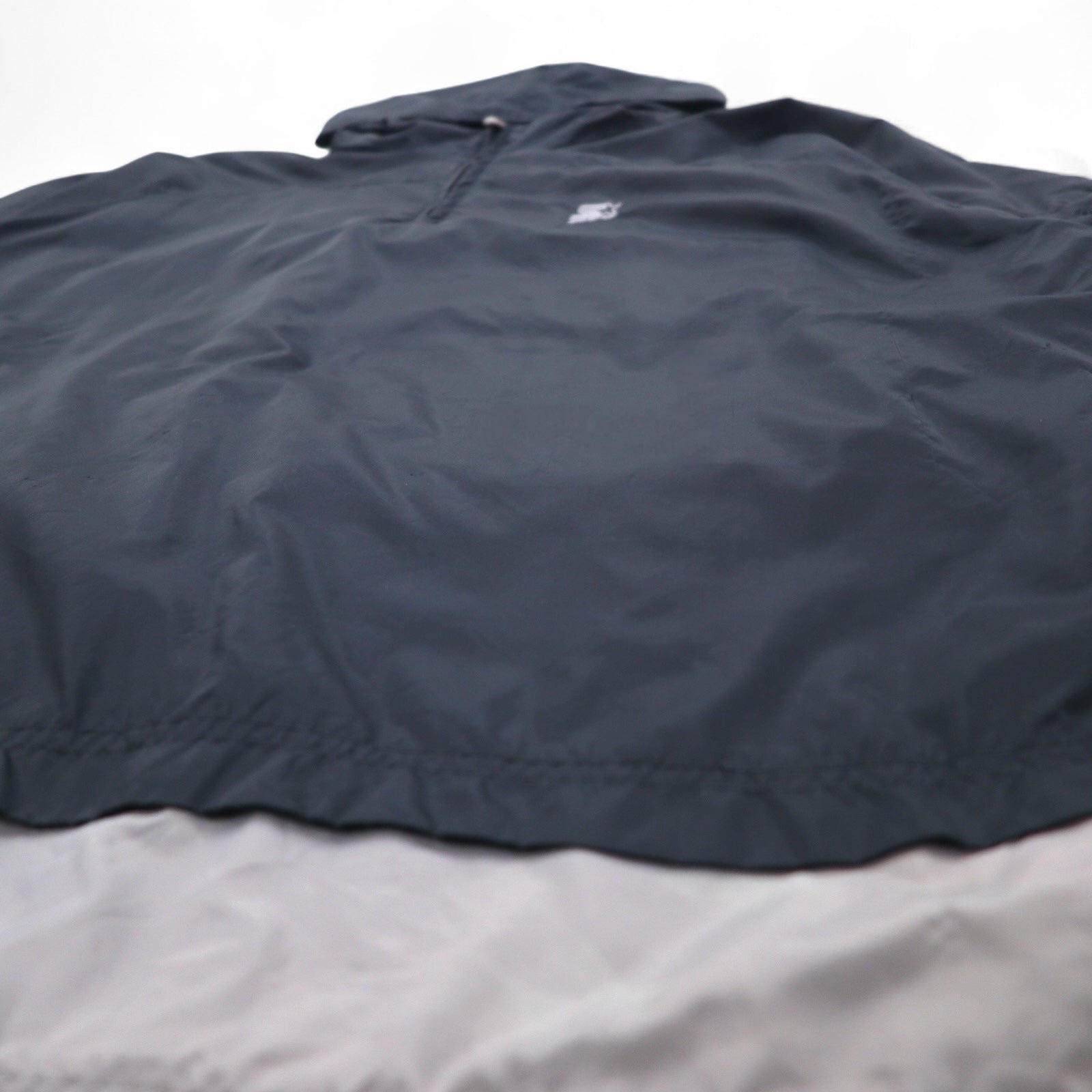 STARTER Anorak a strati con cappuccio, cerniera a metà, giacca in nylon, taglia L, nero, logo ricamato a punto singolo