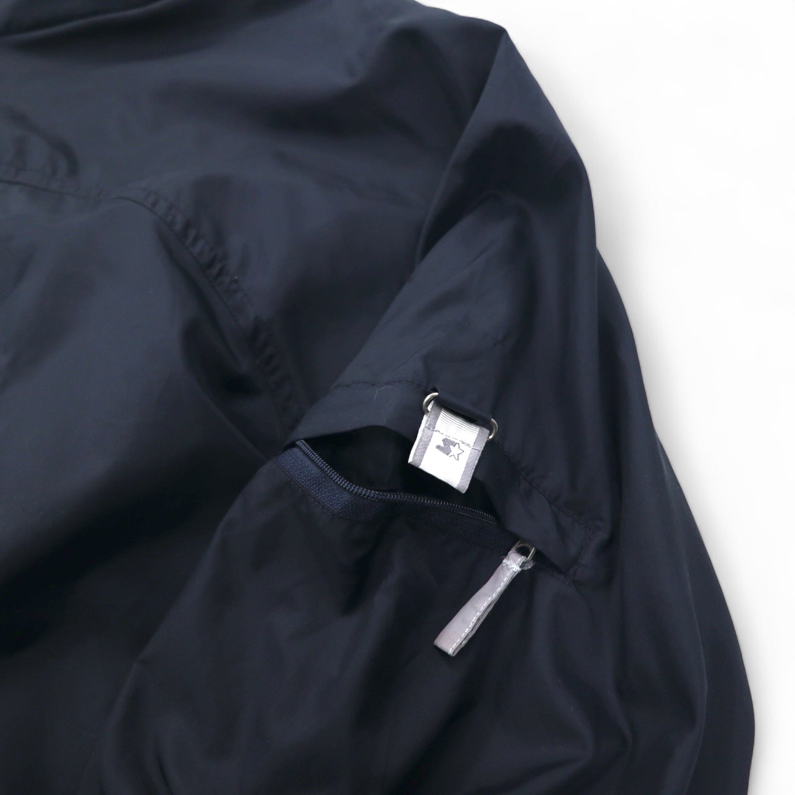 STARTER Anorak a strati con cappuccio, cerniera a metà, giacca in nylon, taglia L, nero, logo ricamato a punto singolo