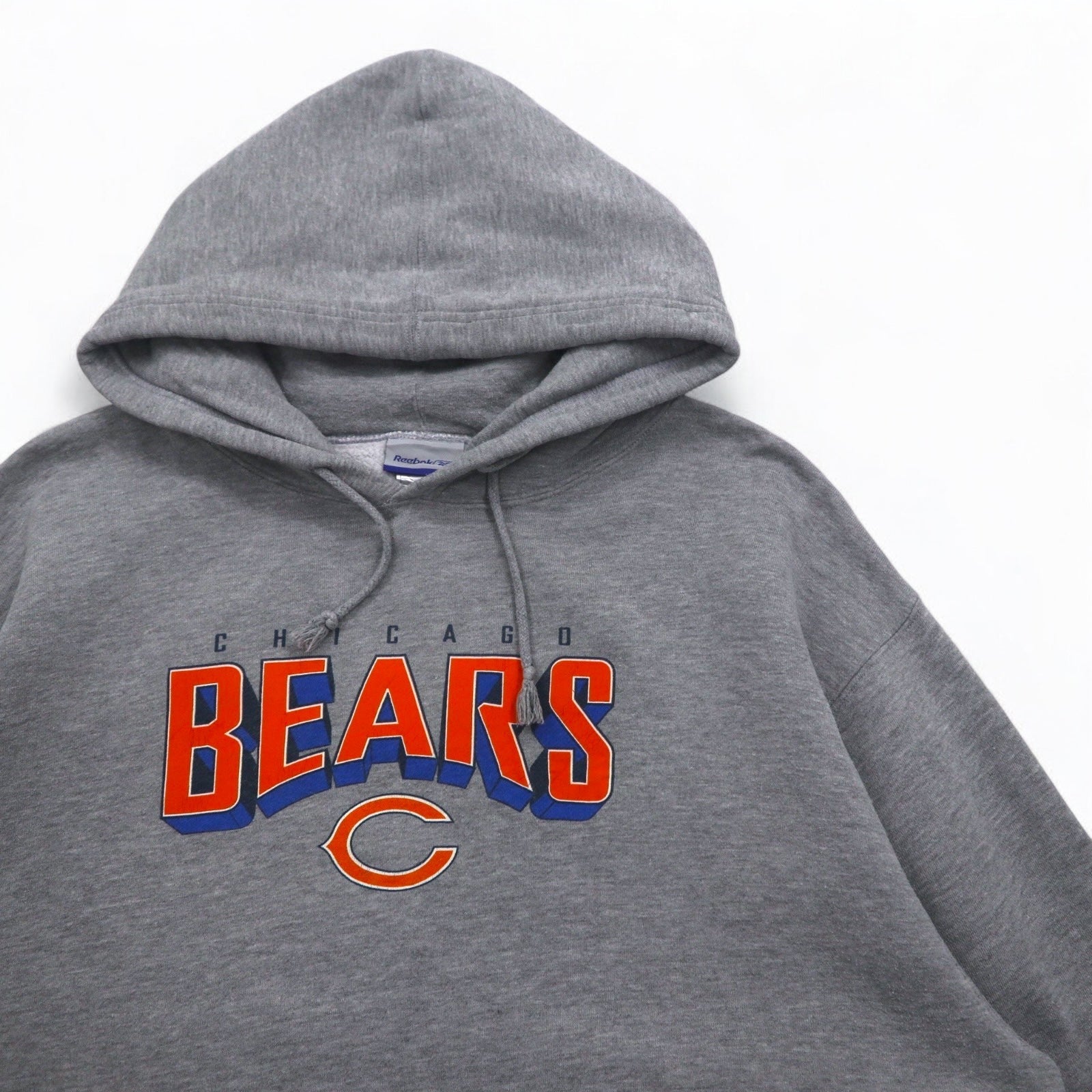 Reebok Felpa con cappuccio pullover L Grigio Cotone NFL CHICAGO BEARS