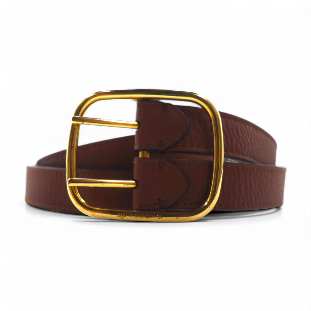 BURBERRY Cintura in pelle reversibile a doppia fibbia Lynton Reversible Double Strap Leather Belt 34/85 pelle martellata doppia, modello attuale ITPARPEL9BOL, Made in Italy