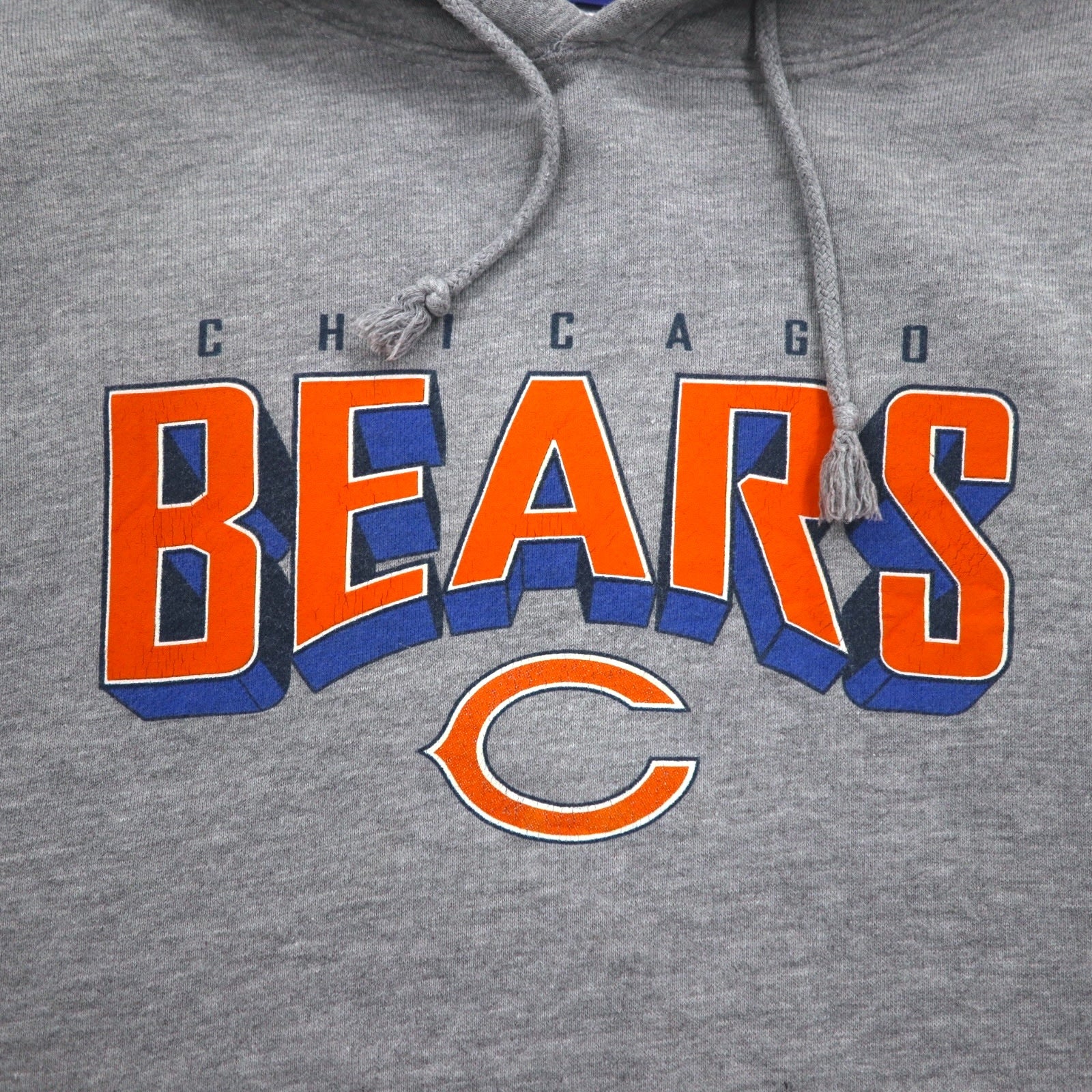 Reebok Felpa con cappuccio pullover L Grigio Cotone NFL CHICAGO BEARS