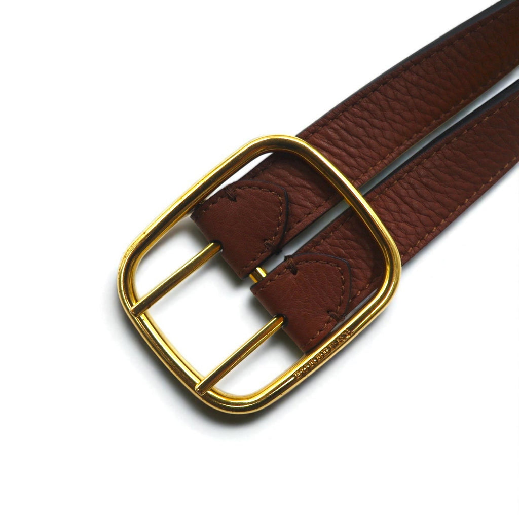 BURBERRY Cintura in pelle reversibile a doppia fibbia Lynton Reversible Double Strap Leather Belt 34/85 pelle martellata doppia, modello attuale ITPARPEL9BOL, Made in Italy