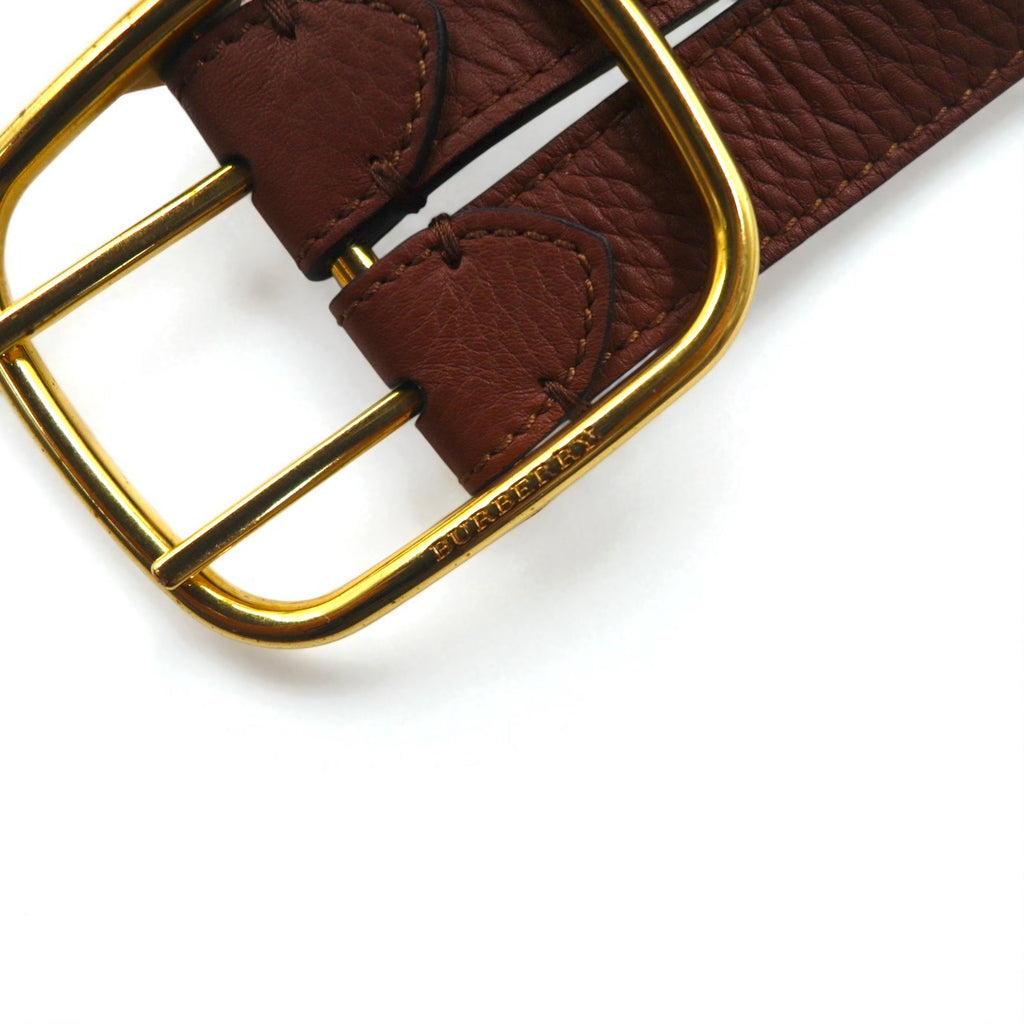 BURBERRY Cintura in pelle reversibile a doppia fibbia Lynton Reversible Double Strap Leather Belt 34/85 pelle martellata doppia, modello attuale ITPARPEL9BOL, Made in Italy