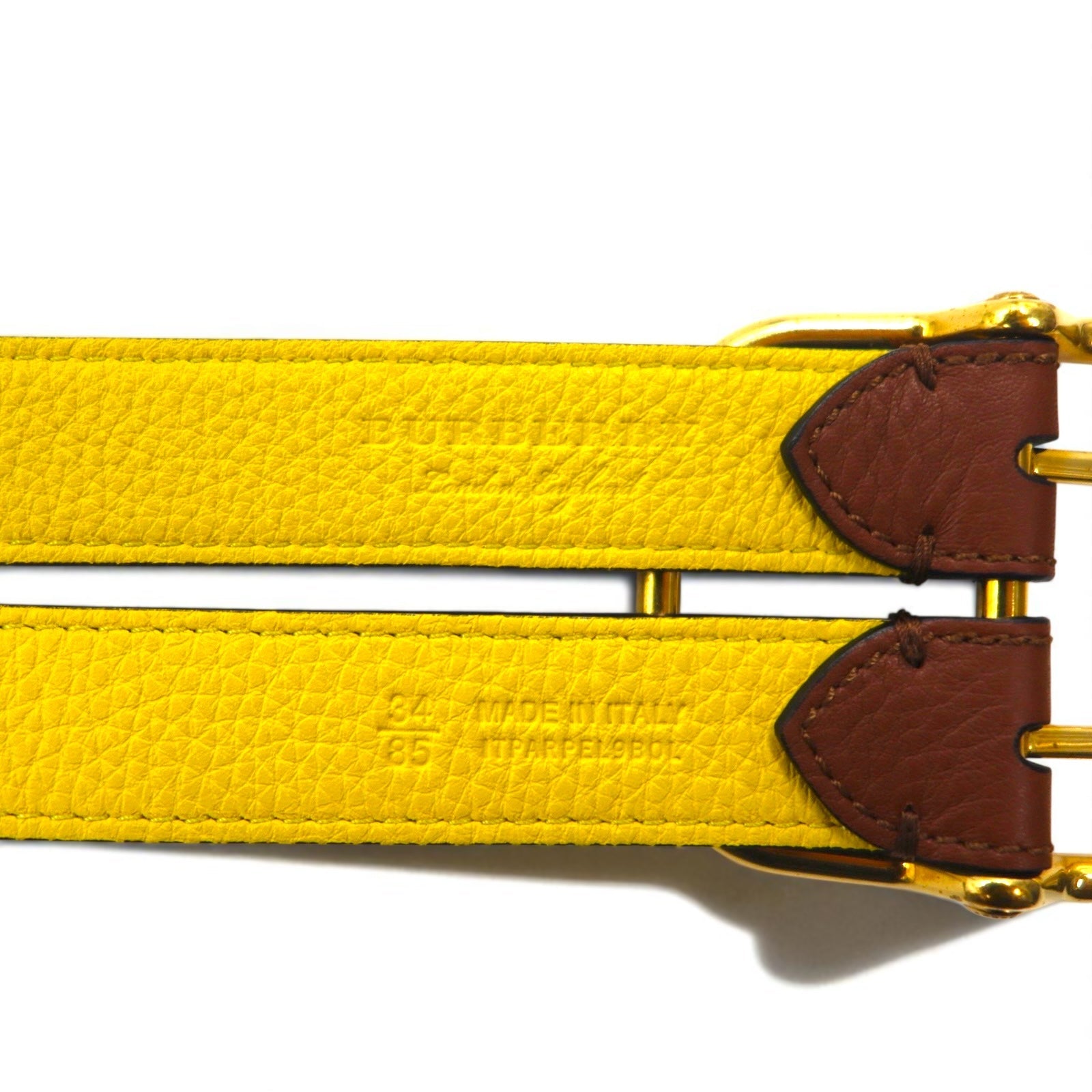 BURBERRY Cintura in pelle reversibile a doppia fibbia Lynton Reversible Double Strap Leather Belt 34/85 pelle martellata doppia, modello attuale ITPARPEL9BOL, Made in Italy