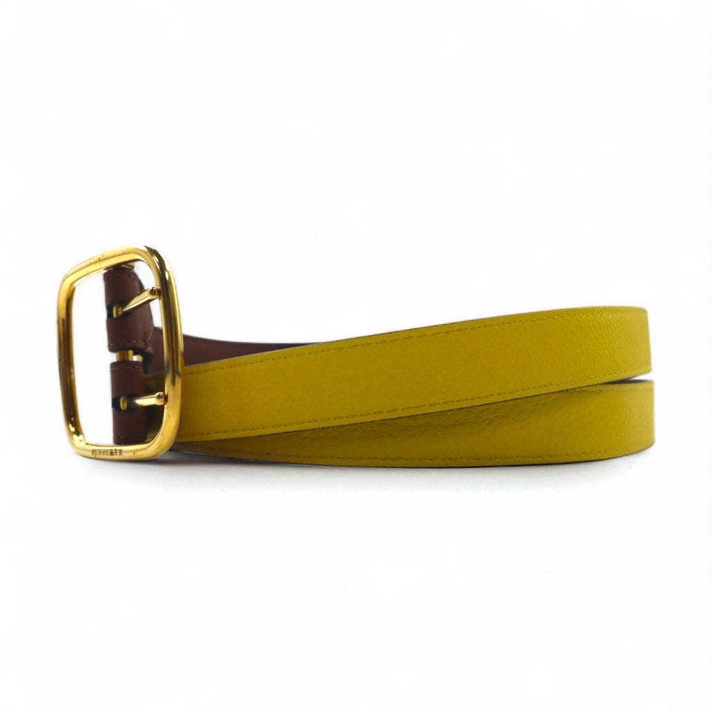 BURBERRY Cintura in pelle reversibile a doppia fibbia Lynton Reversible Double Strap Leather Belt 34/85 pelle martellata doppia, modello attuale ITPARPEL9BOL, Made in Italy