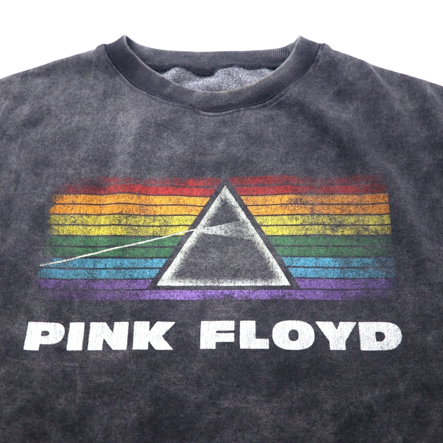 PINK FLOYD Felpa stampata Band L Grigia Cotone Sbiancato Effetto Vintage PULL & BEAR Made in Pakistan