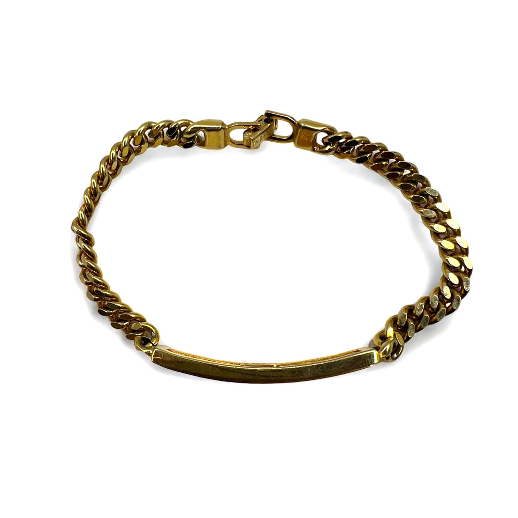 Bracciale Christian Dior vintage con logo identificativo, catena a maglie, placcato oro, logo CD, incisione GERMANY, fabbricato in Germania
