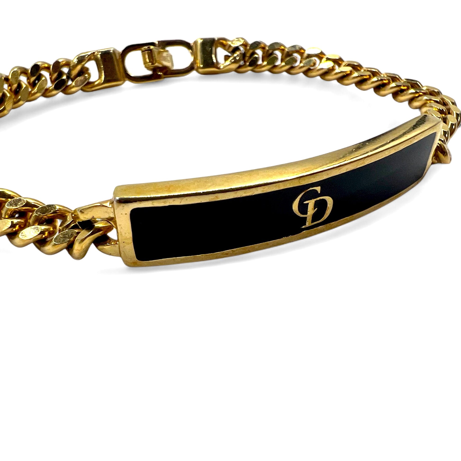Christian Dior ドイツ製 ヴィンテージ ロゴID ブレスレット 喜平 ゴールド CDロゴ プレート GERMANY刻印