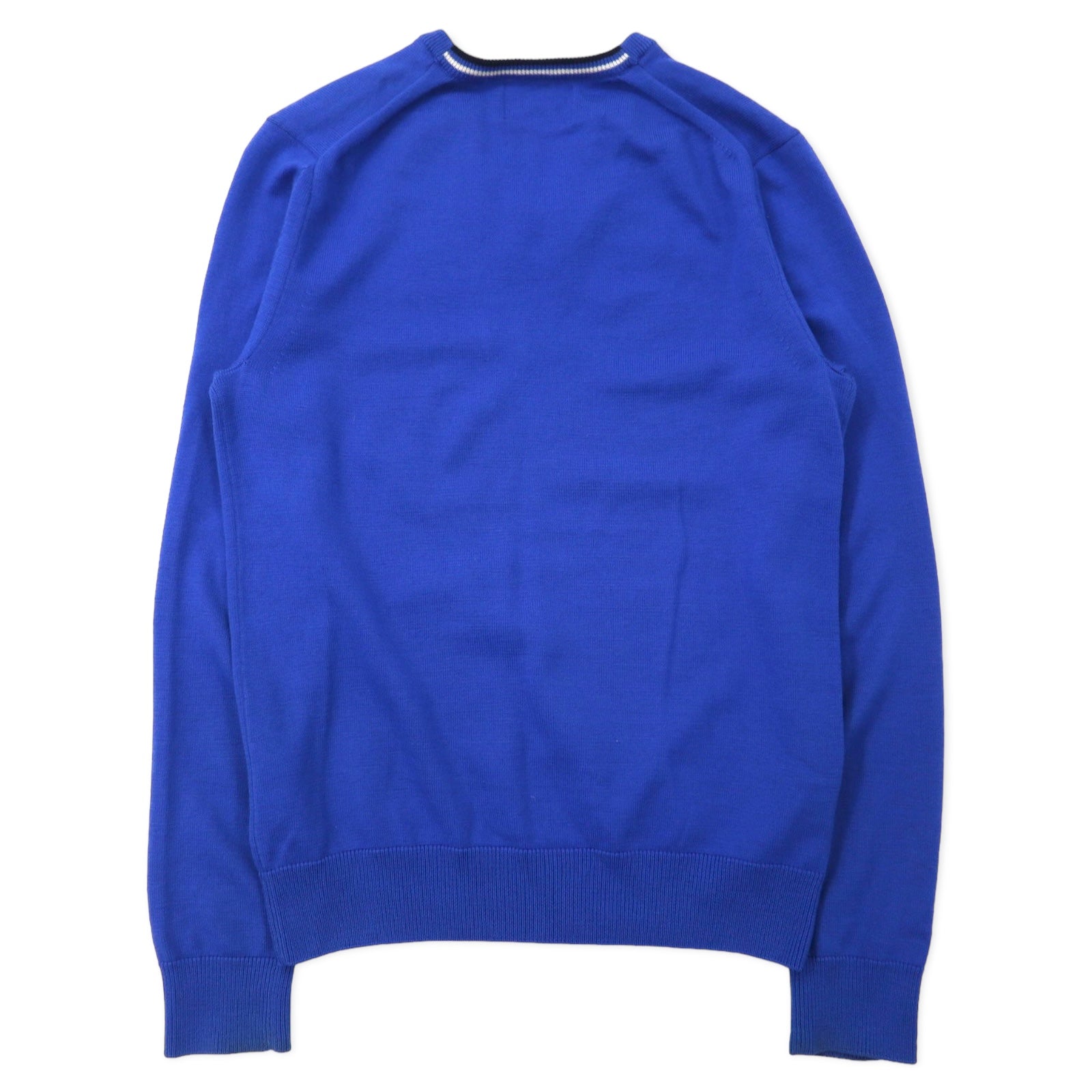FRED PERRY Maglione in lana merino con scollo a V, blu, taglia S, ricamo logo K8225