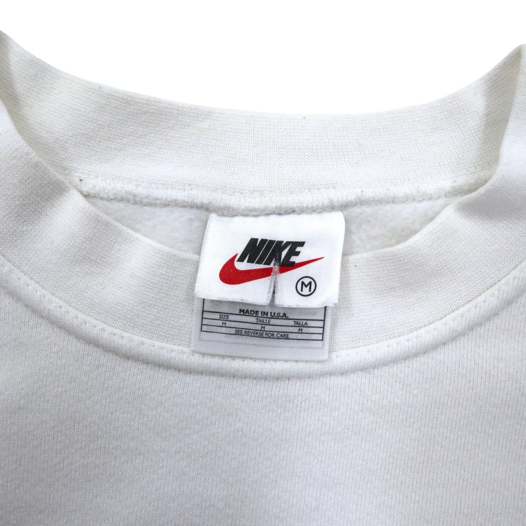 NIKE 90年代 USA製 スウッシュロゴ 刺繍 スウェット M ホワイト コットン NIKE TOWN バックロゴ プリント