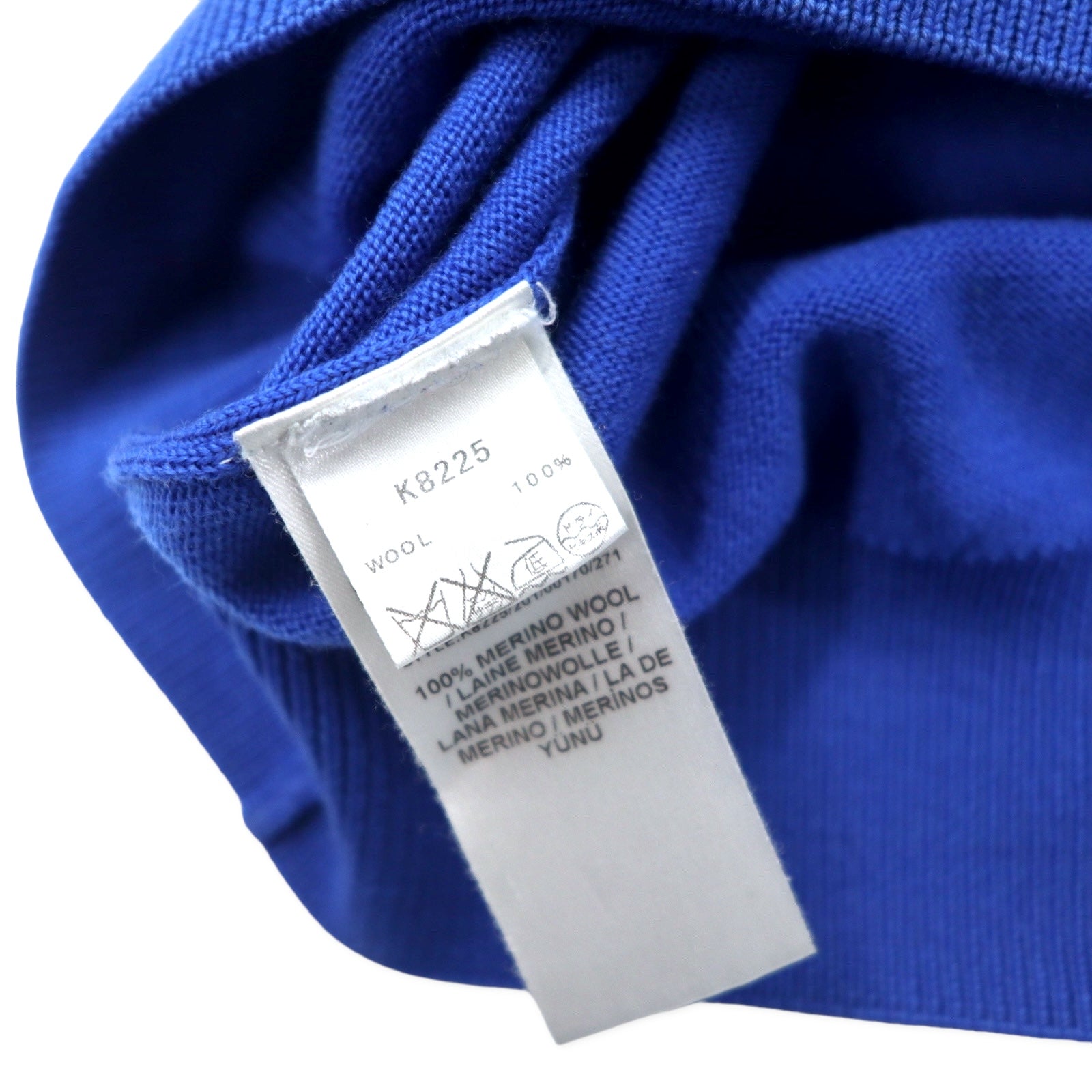 FRED PERRY Maglione in lana merino con scollo a V, blu, taglia S, ricamo logo K8225