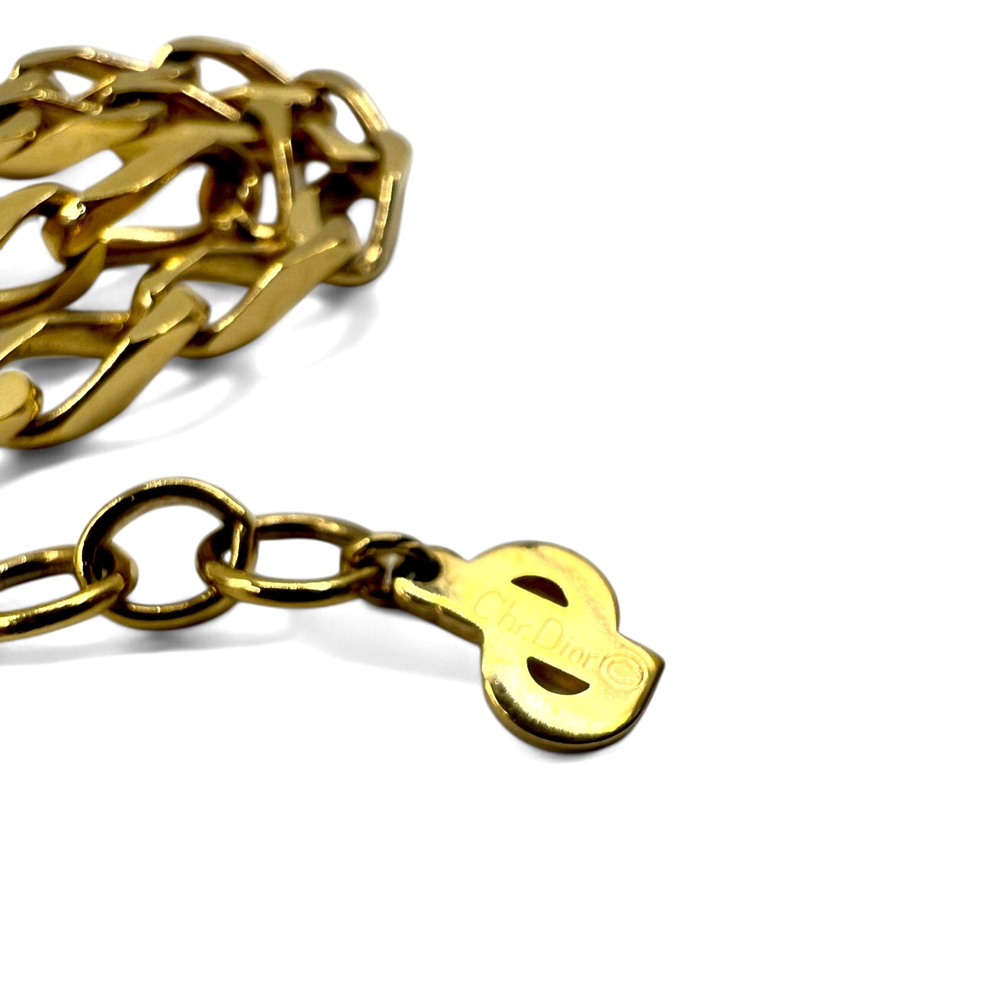 Christian Dior Germania Vintage Collana a catena a maglia barbazzale 2 vie Bracciale a 2 file placcato oro Logo GERMANY inciso